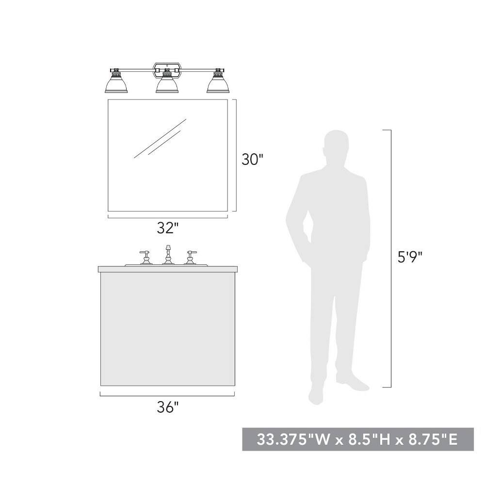Chrome 3 Light Bath Vanity C806
