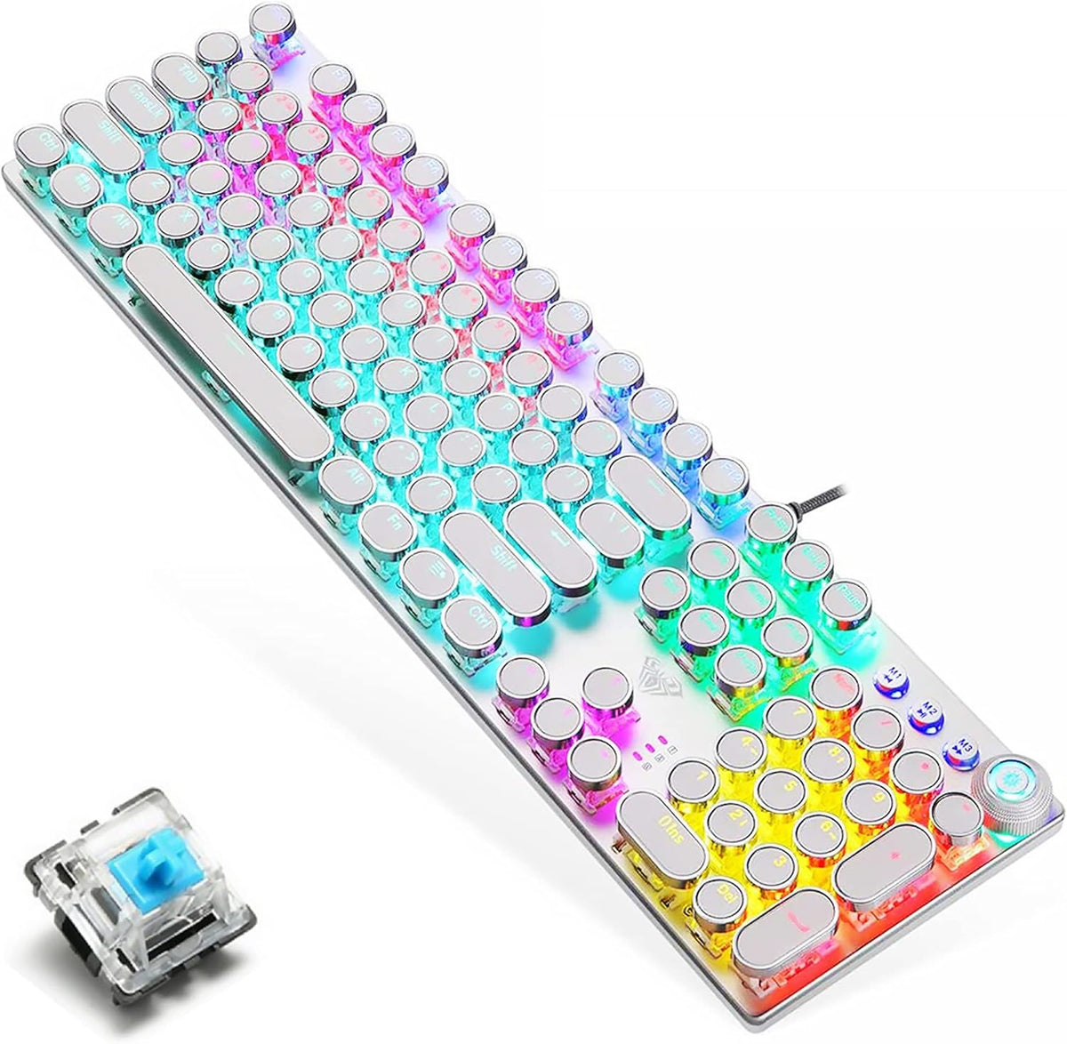 Mechanical Gaming Keyboard, Blue Switches, USB Wired, Metal Panel, Moveable Wrist Rest B192