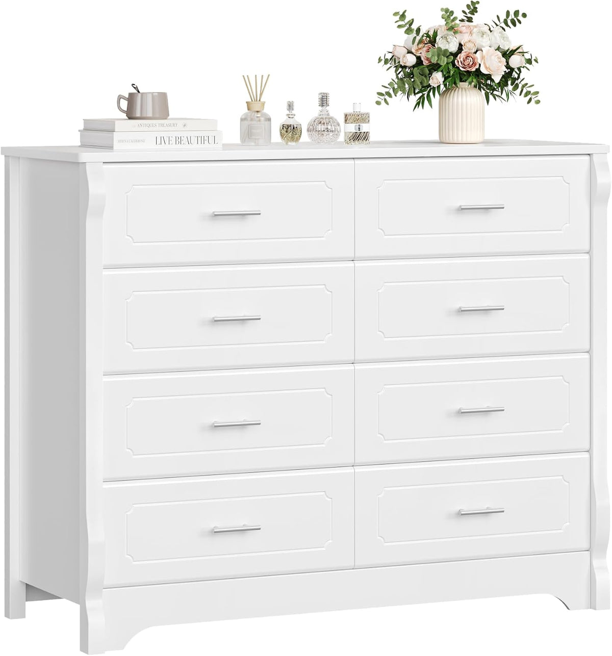 White 8 Drawer Wood Dresser T90961