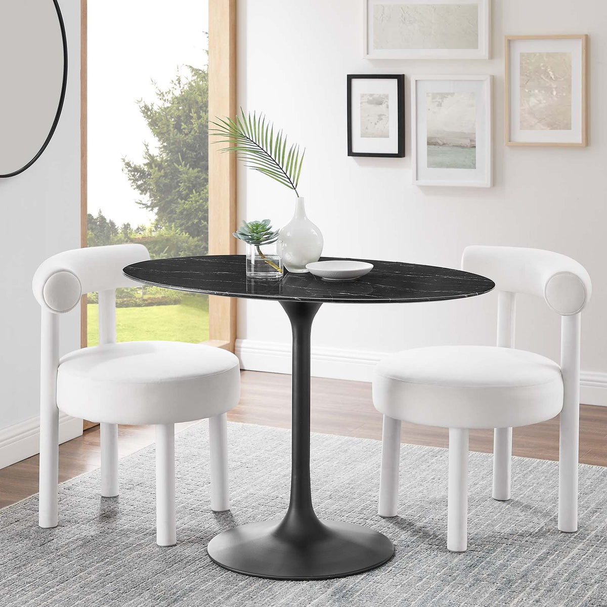 Oval 42" Artificial Marble Dining Table C871