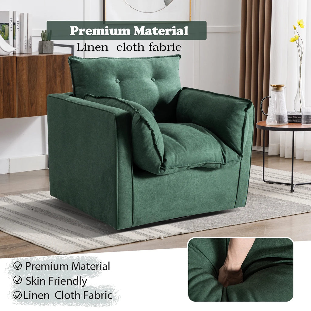 Green Upholstered Swivel Accent Chair F27353
