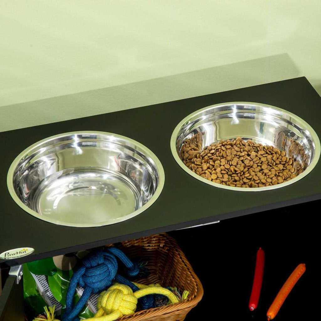 Large Elevated Dog Bowls with Storage Cabinet P528