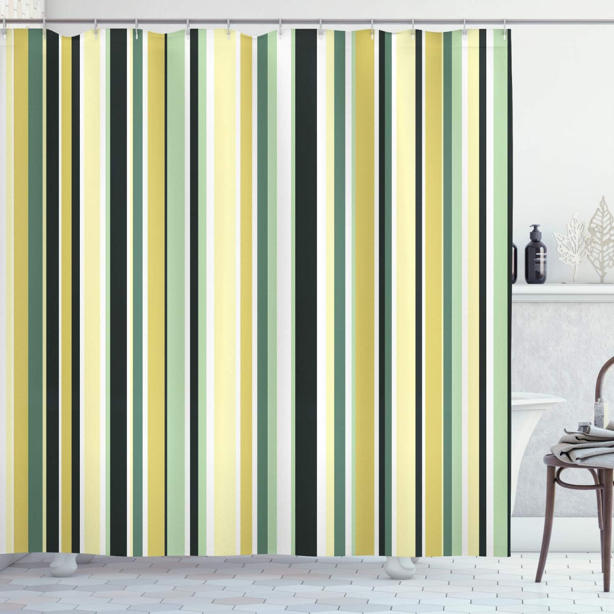 Pastel Shower Curtain with Hooks, 69 W x 84 L O107