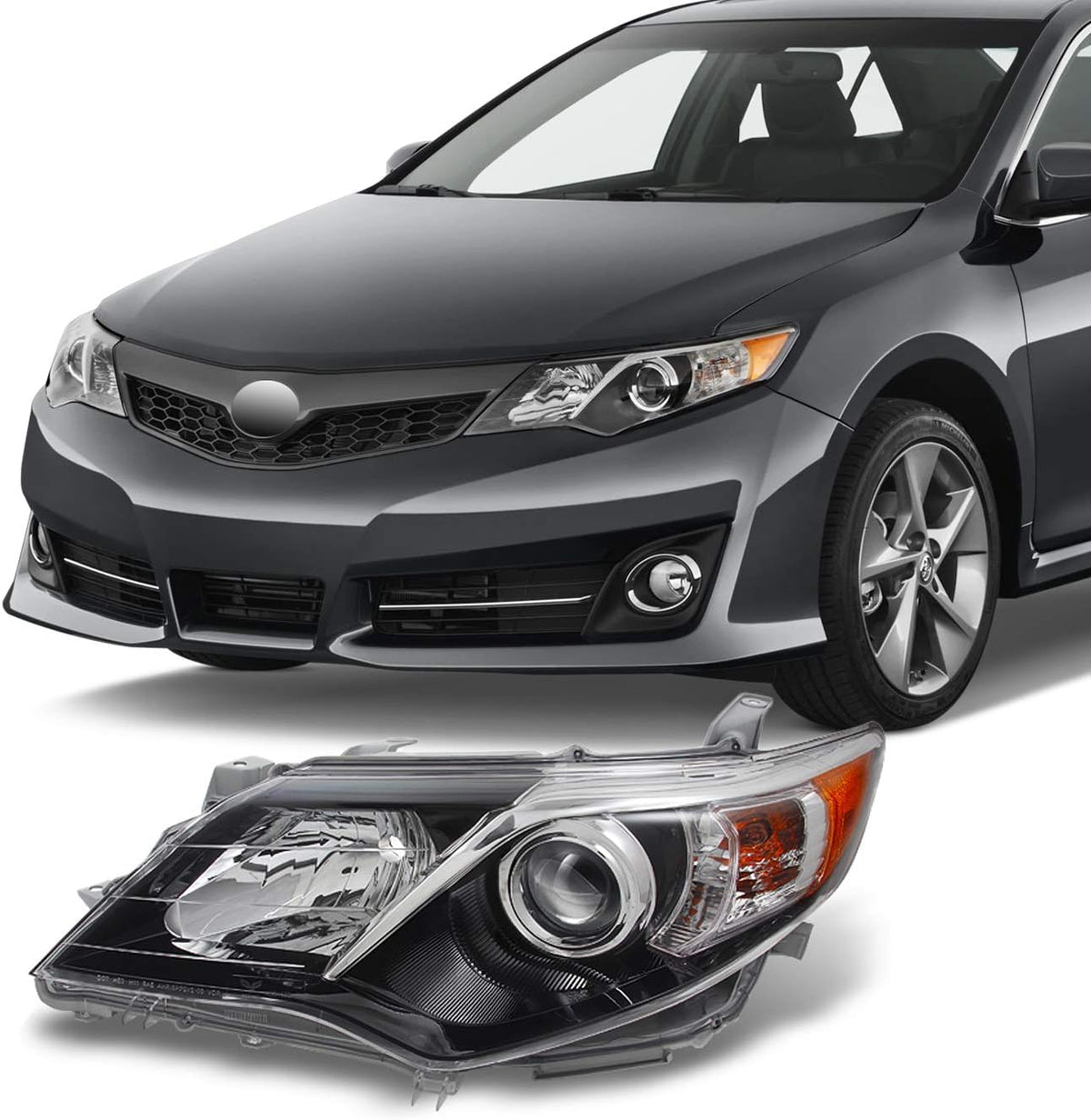 Black Projector Headlight Front Lamp Passenger Right Side Replacement D69806