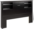 Black Full Queen Wood Bookcase Headboard and Cabinet Storage F820059