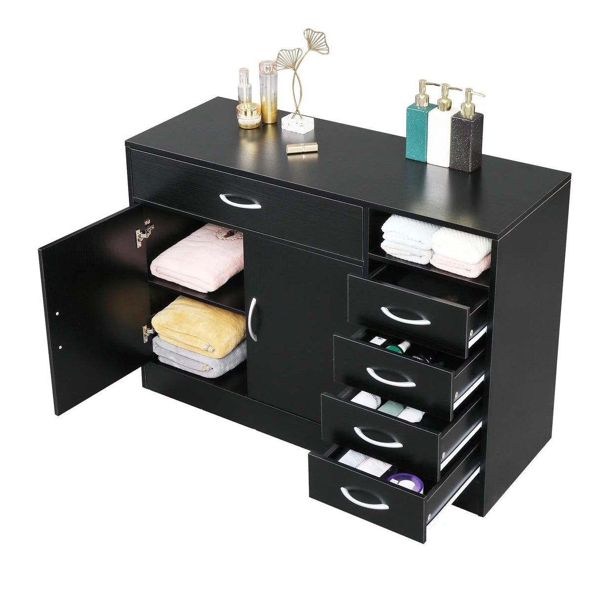 Black 5-Drawer Chest Dresser Storage Cabinet F584
