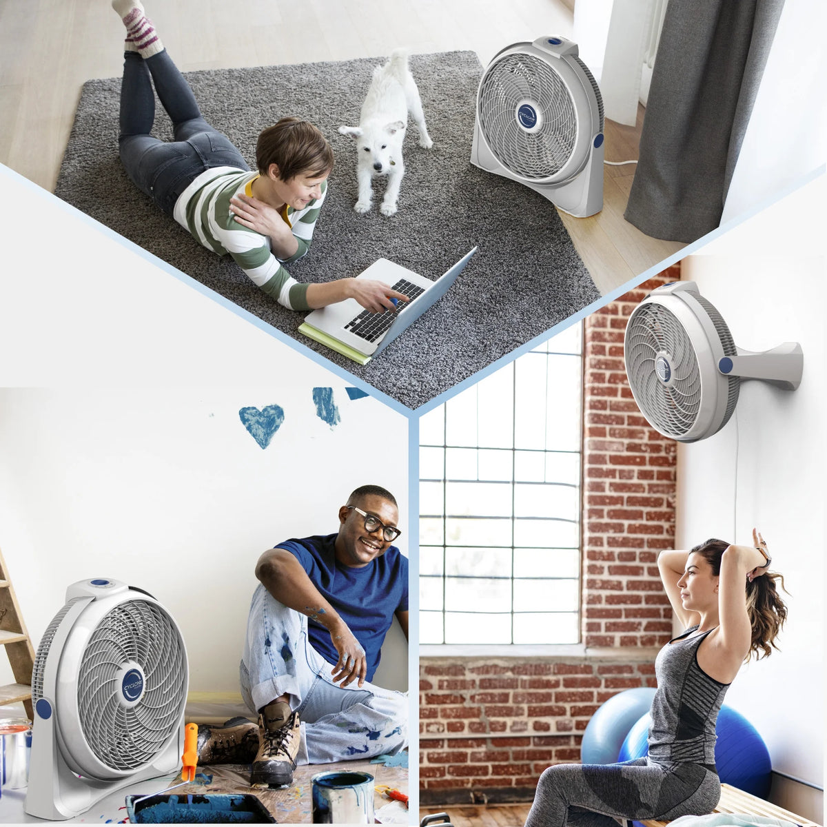20 Air Circulator Floor Fan with Wall Mount Option, White J125045
