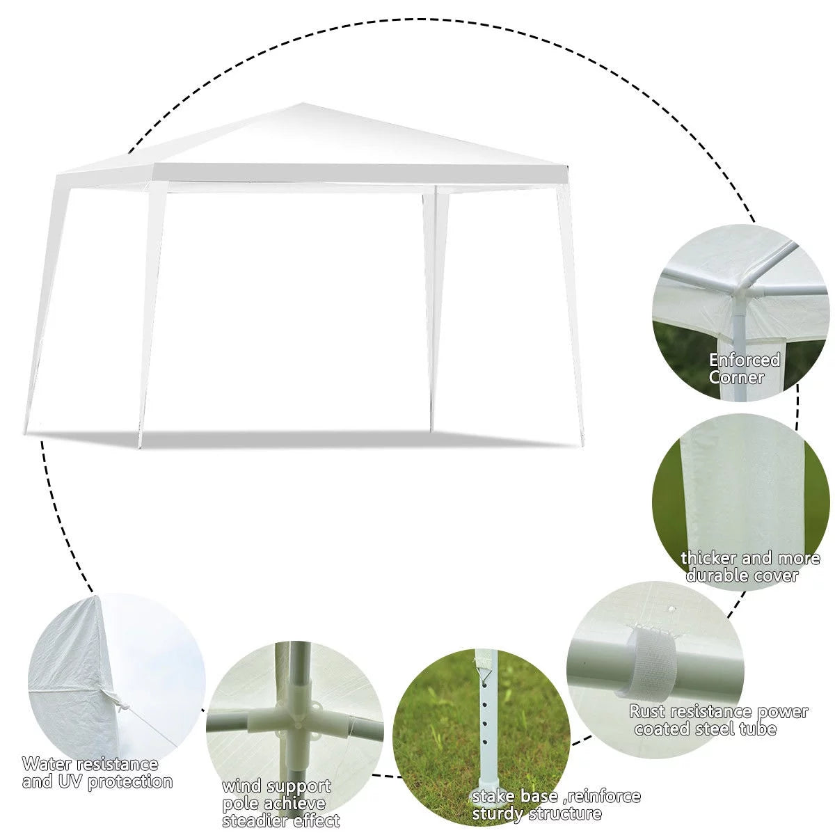 10'x10' Heavy Duty Outdoor Pavilion Tent White U727