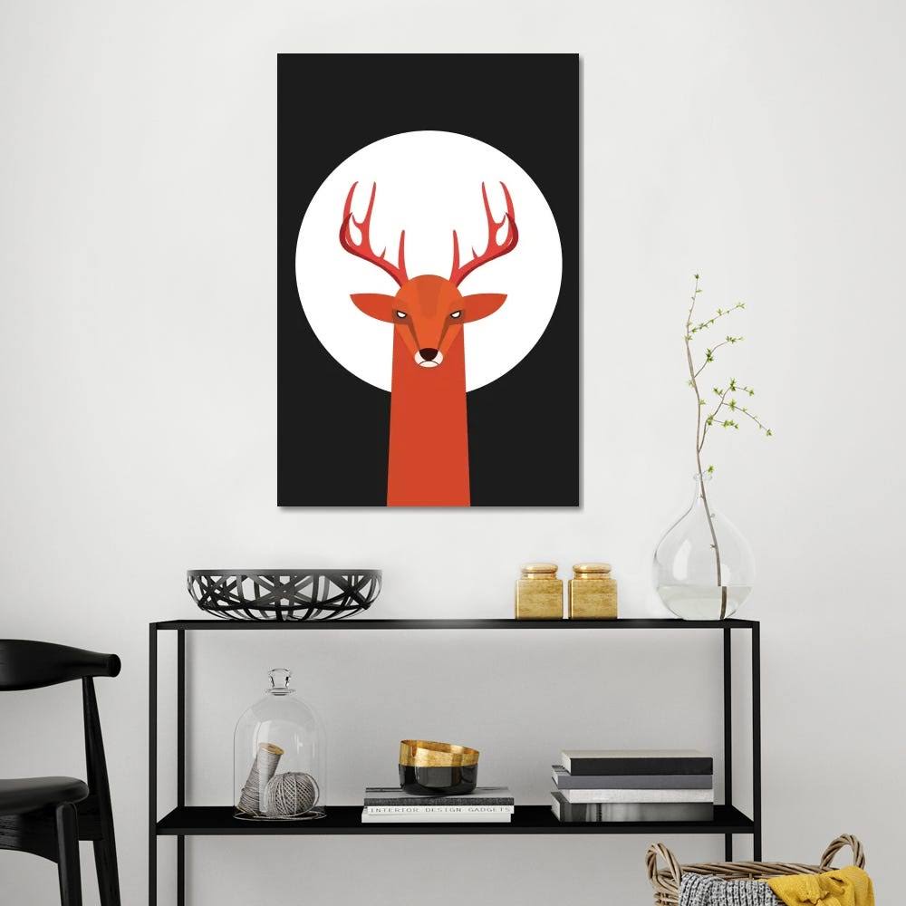 Deer & Moon Canvas Wall Decor Prints E881