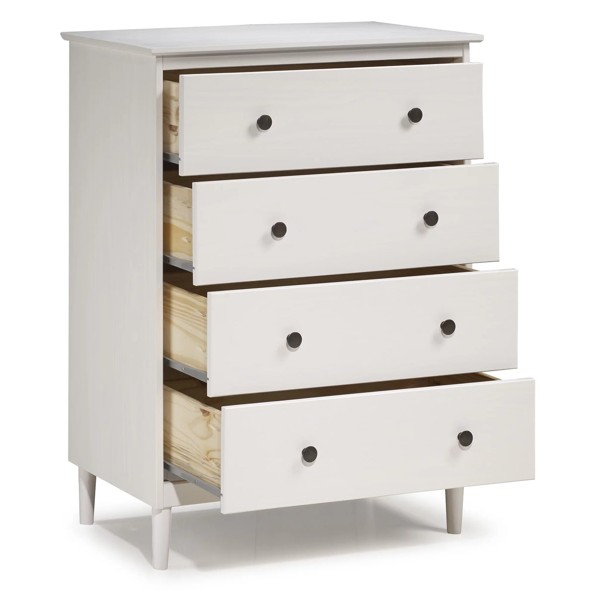 White 4 Drawer Solid Wood Dresser S70121