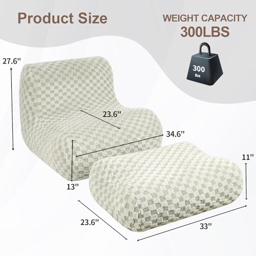 Green Bean Bag Chair with Footstool Y728859