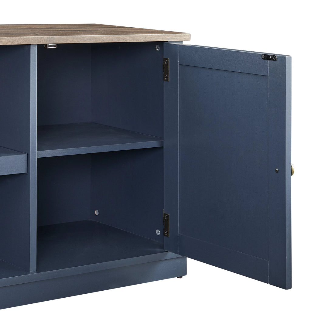 Navy Blue 64 inch TV Stand with Adjustable Shelf O1986