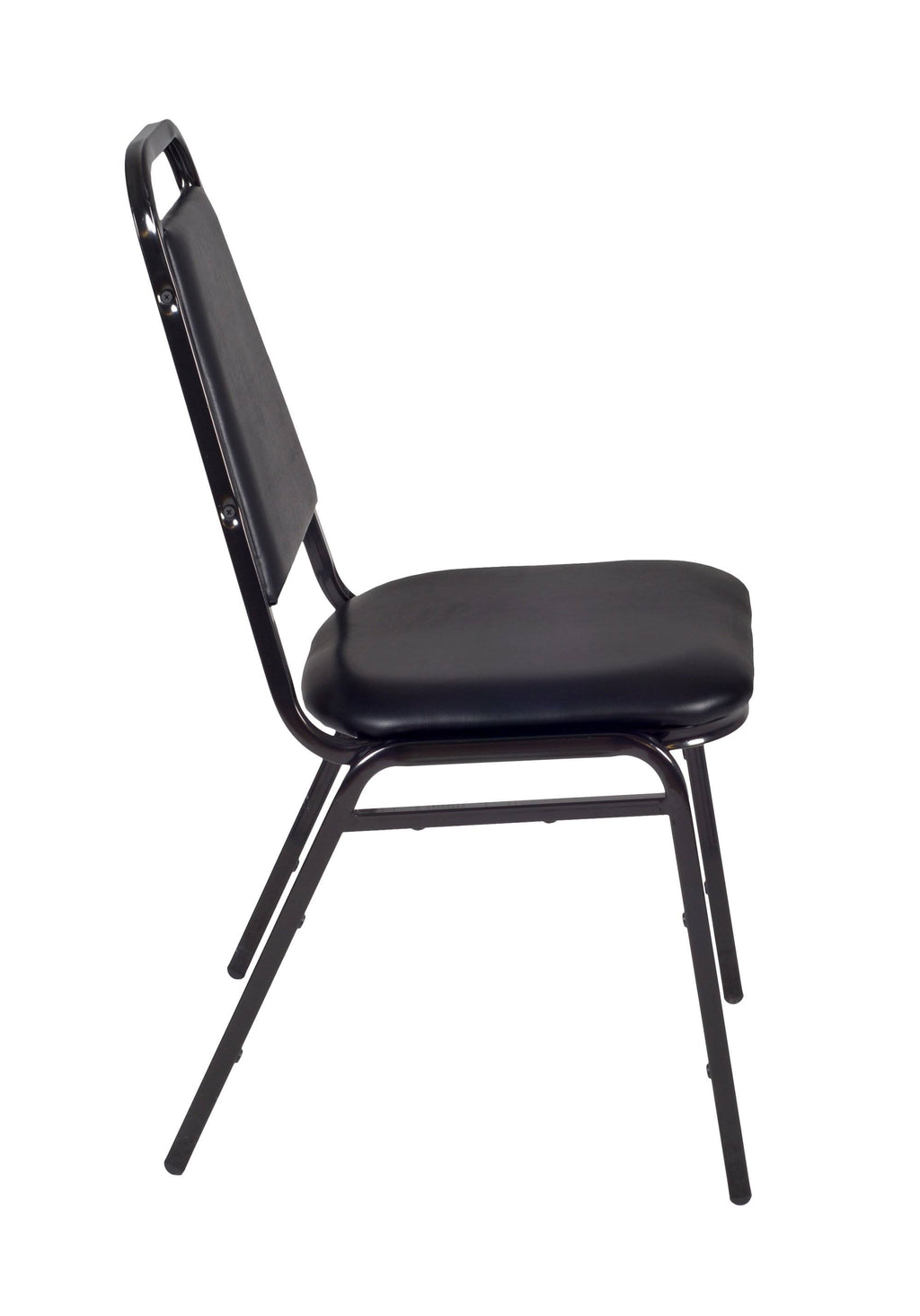 36x22 Round Breakroom Table Maple Chrome with 4 Stack Chairs Black E389519