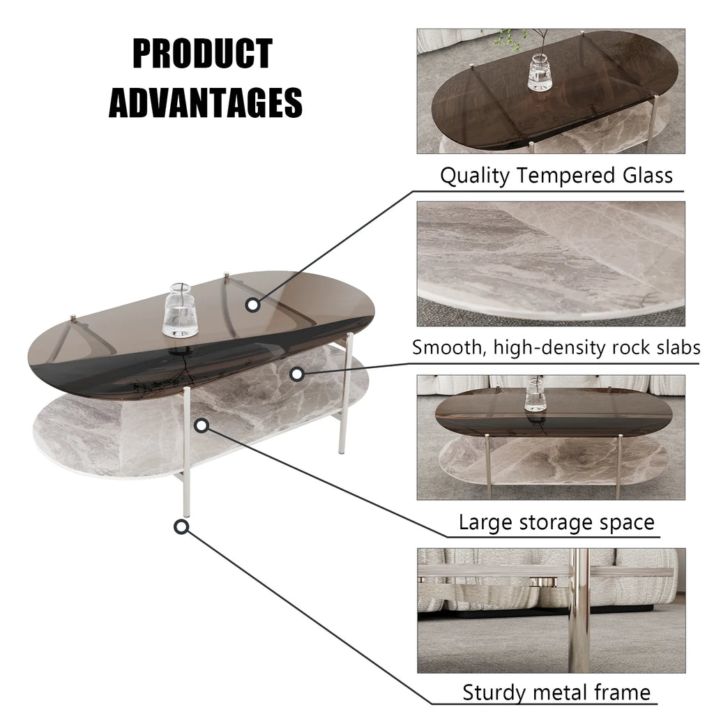 Glass 2-Tier Coffee Table I95473