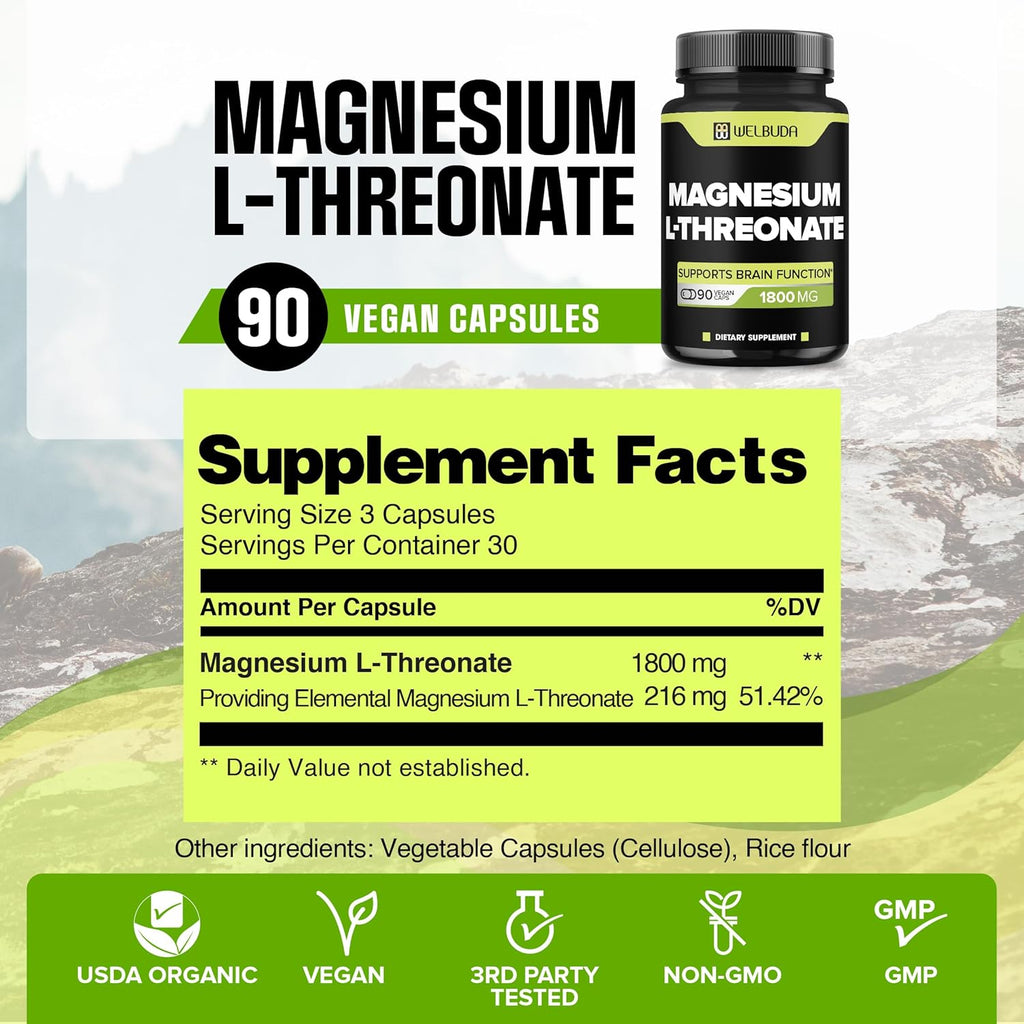 Magnesium L-Threonate Capsules 90 Capsules K9772