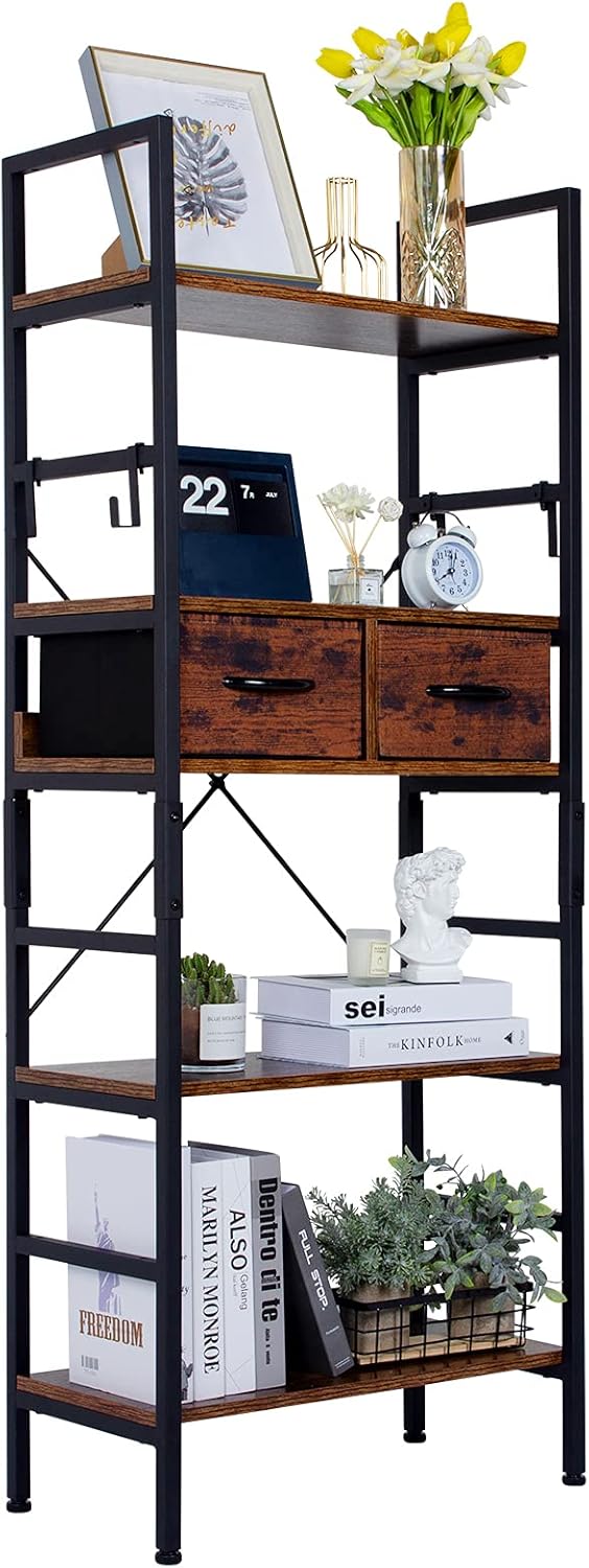 5 Tier Adjustable Bookcase with Drawers M943