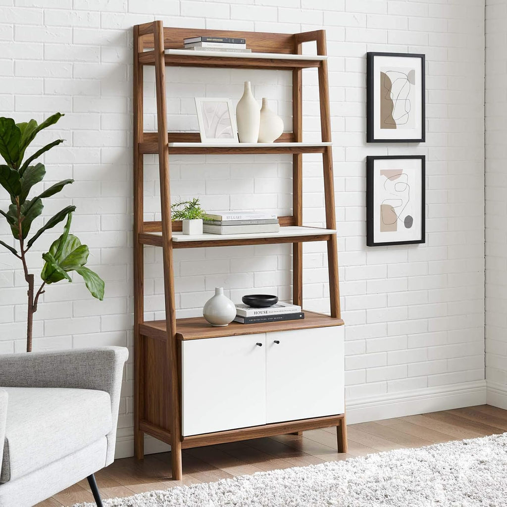 21 Inch Walnut White Bookshelf Display Case K947