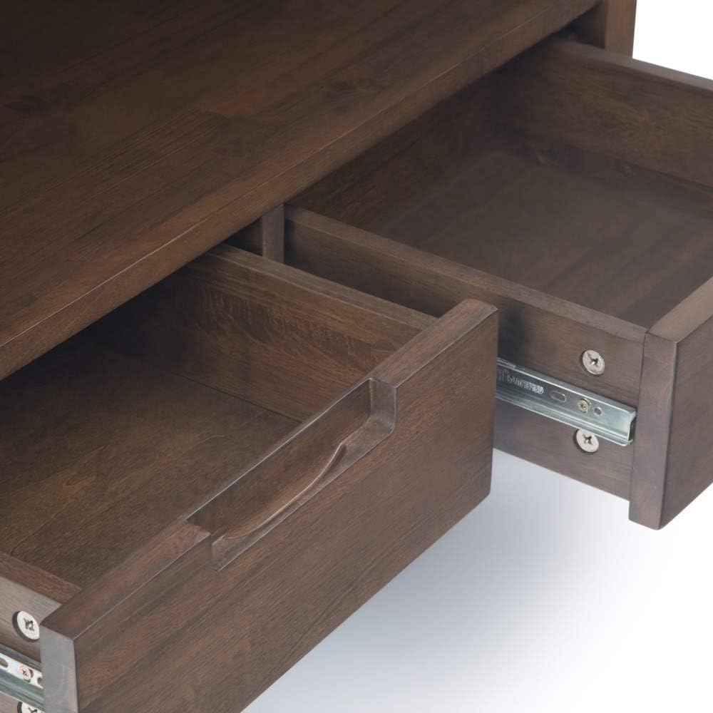 66 inch Walnut Brown Solid Hardwood and Metal Bookcase with 2 Drawers and 4 Shelves B75426