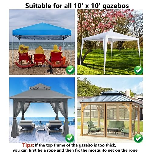 Black 4-Panel Mosquito Net for Gazebo Canopy 10' x 10' with Double Door K225158