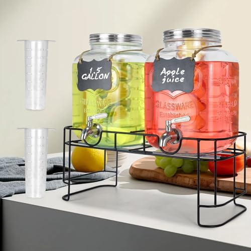 1 Gallon Glass Drink Dispenser with Stand and Stainless Steel Spigot Q473273