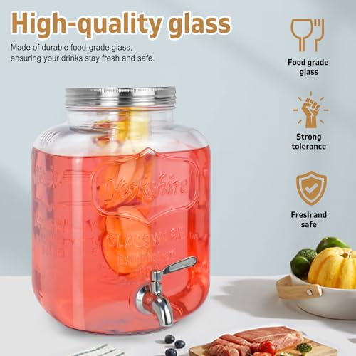 1 Gallon Glass Drink Dispenser with Stand and Stainless Steel Spigot Q473273