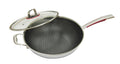 34cm Non Stick 3-ply Stainless Steel Wok with Glass Lid Y96417