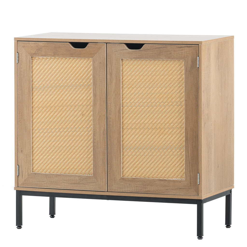 Rustic Accent Storage Cabinet with 2 Rattan Doors S61910