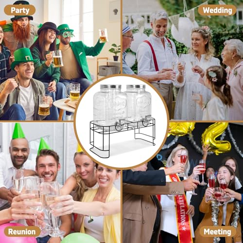 1 Gallon Glass Drink Dispenser with Stand and Stainless Steel Spigot Q473273