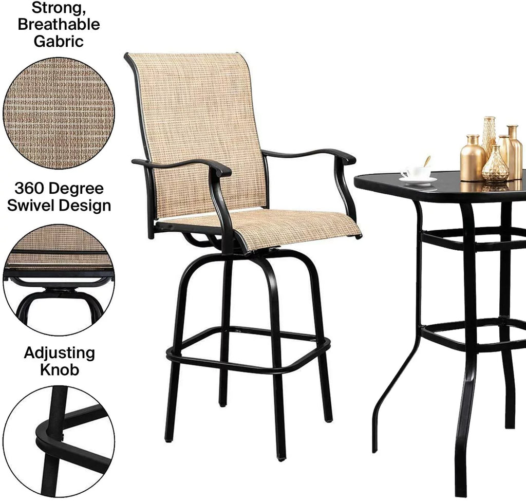 3 Piece Porch Furniture Set with Glass Table Z91111