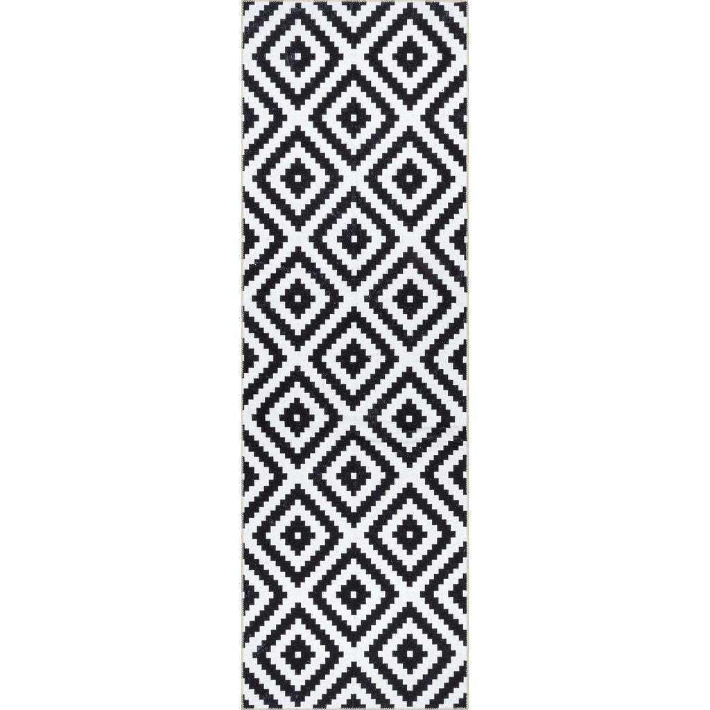 Black Machine Washable Runner Rug Y275