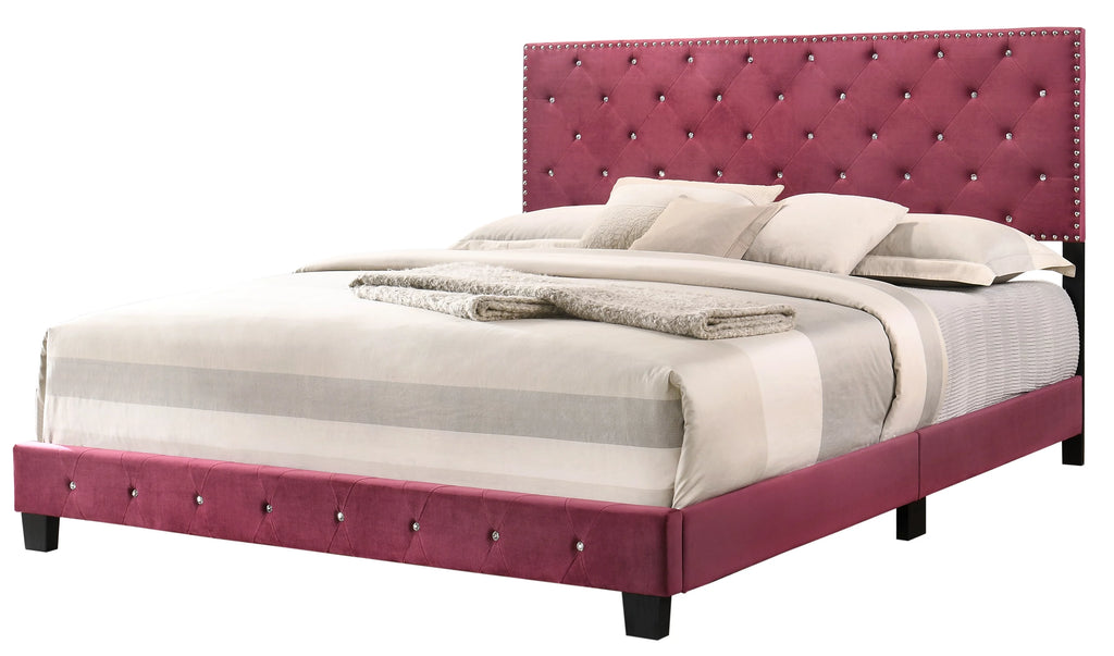 Velvet Upholstered King Bed L8481