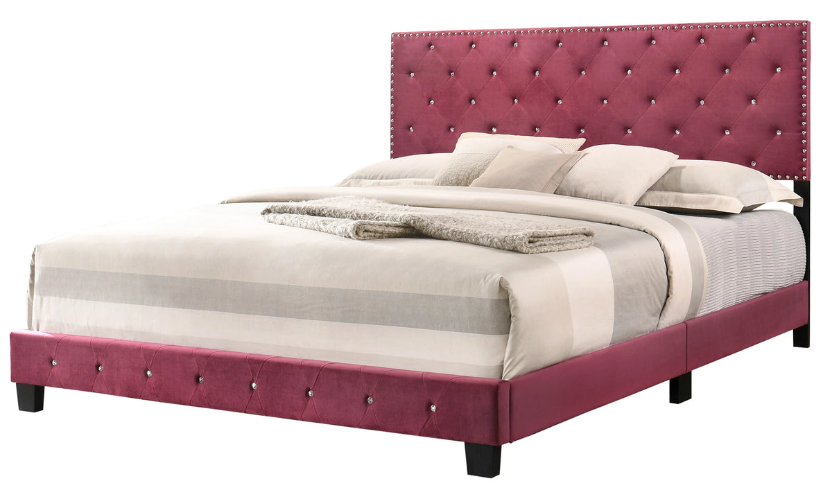Velvet Upholstered King Bed L8481