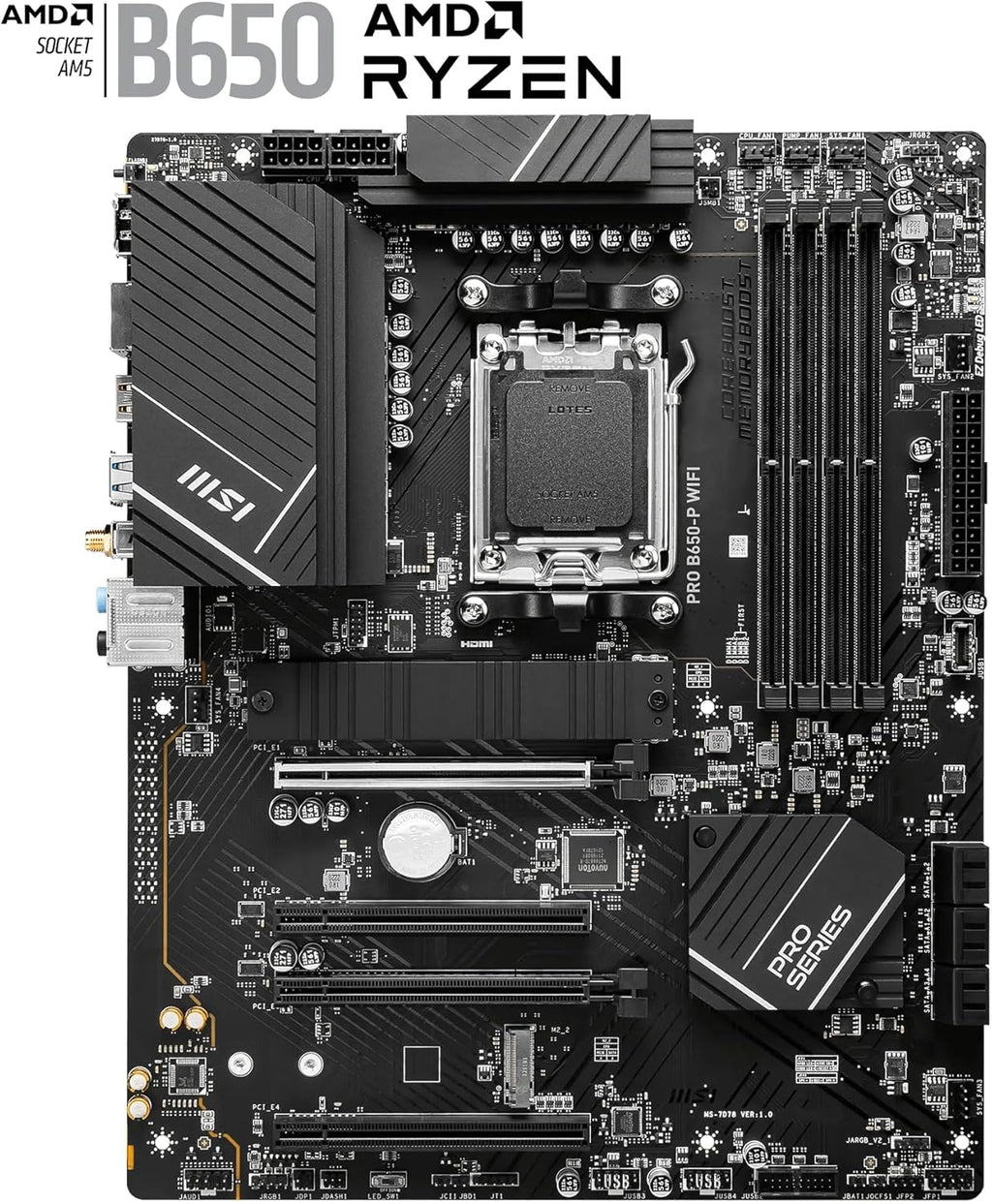 AMD AM5 ATX Motherboard, 4x DDR5, 1x PCI-E x16, 2x M.2, 6x SATA, 8x USB 3.2, 1x USB Type C U629