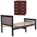 Pine Twin Bed and Dresser with Lock in Mahogany J63823