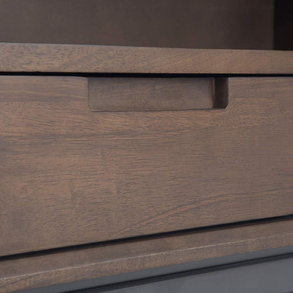 66 inch Walnut Brown Solid Hardwood and Metal Bookcase with 2 Drawers and 4 Shelves B75426
