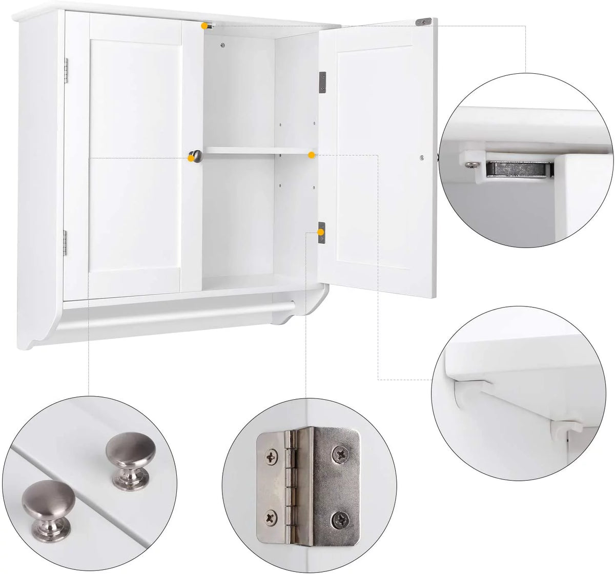 White Over The Toilet Storage Cabinet with Adjustable Shelf Z978