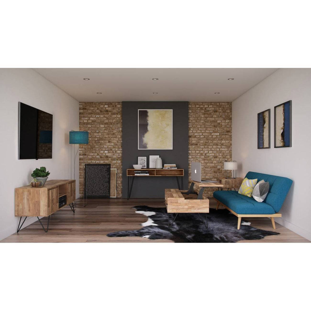 Natural Mango Wood and Metal TV Media Stand S734015