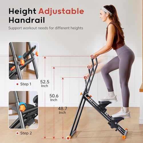 Foldable Stair Stepper Machine with Adjustable Handlebar & Pedals D4939