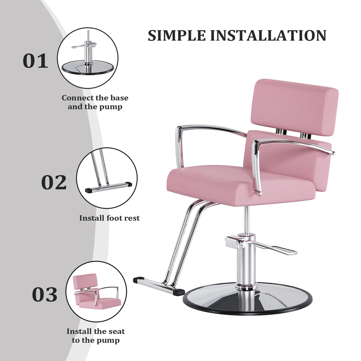Pink 360 Degree Swivel Hydraulic Salon Chair C974