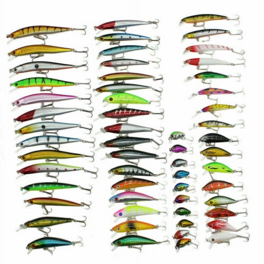 56 Pcs Mixed Minnow Fishing Lures Bass Baits Crankbaits Tackle Z244