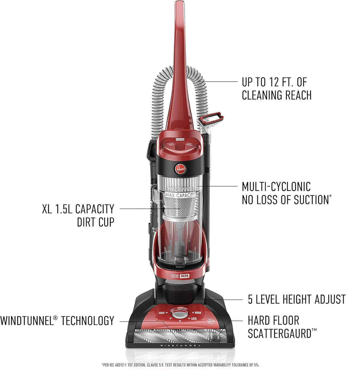 Red Upright Vacuum Cleaner with HEPA Media Filtration Q725