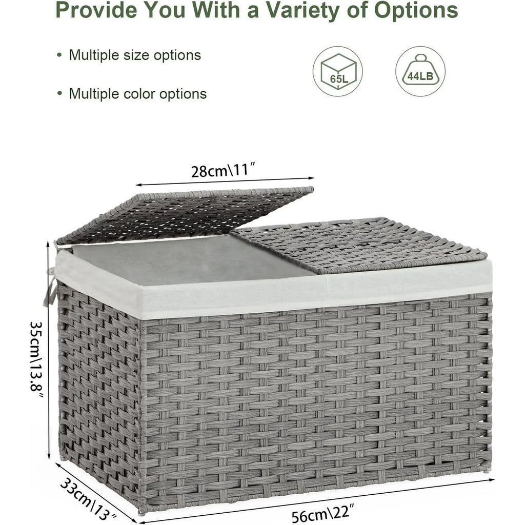 Gray 17.2 Gallon Rattan Storage Basket with Lid T63924