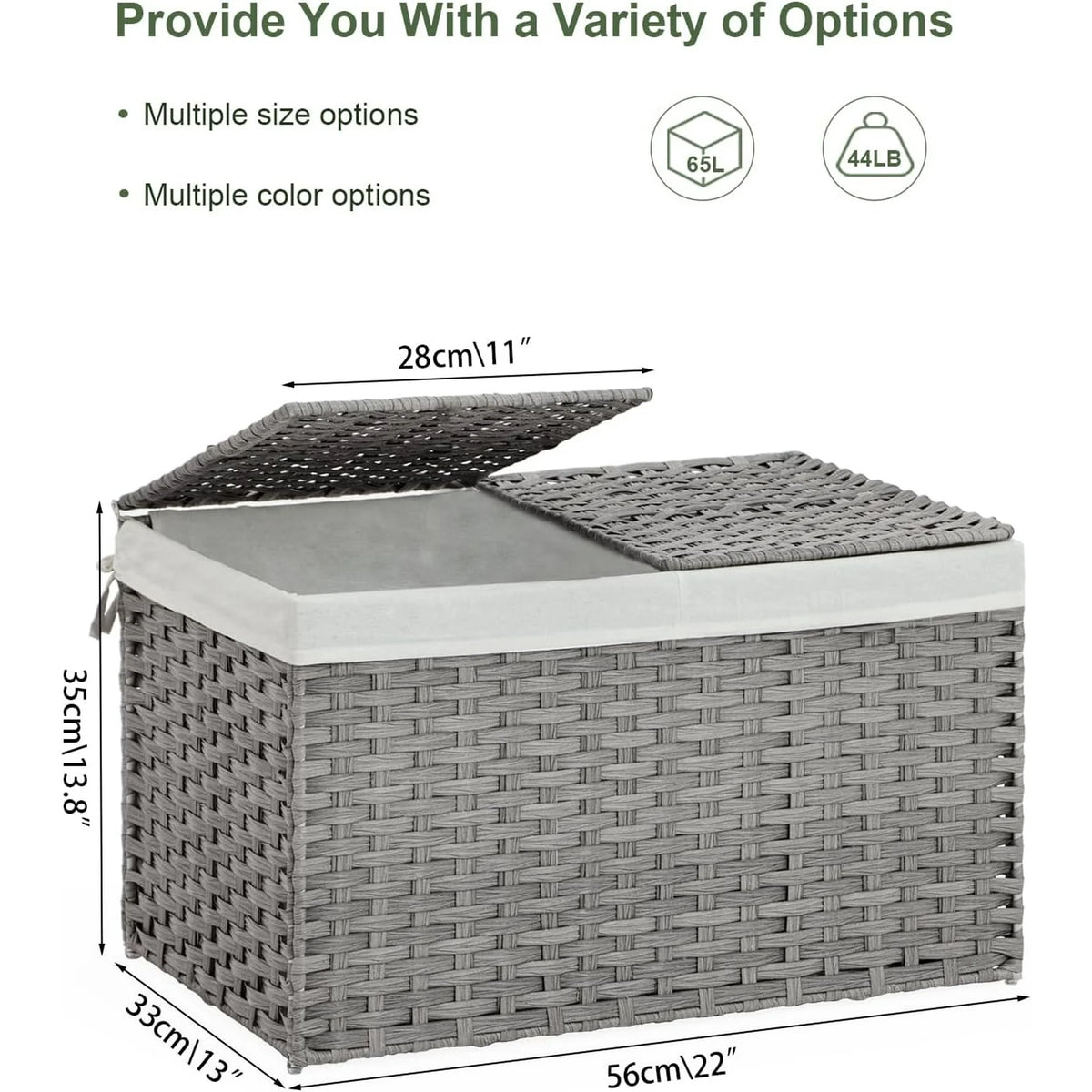 Gray 17.2 Gallon Rattan Storage Basket with Lid T63924