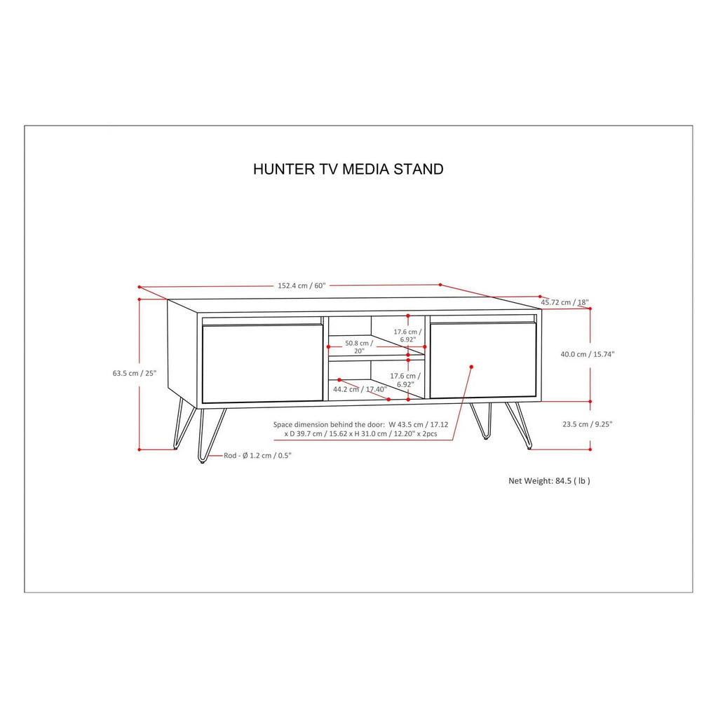 Natural Mango Wood and Metal TV Media Stand S734015