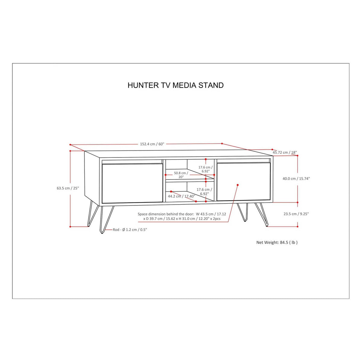 Natural Mango Wood and Metal TV Media Stand S734015