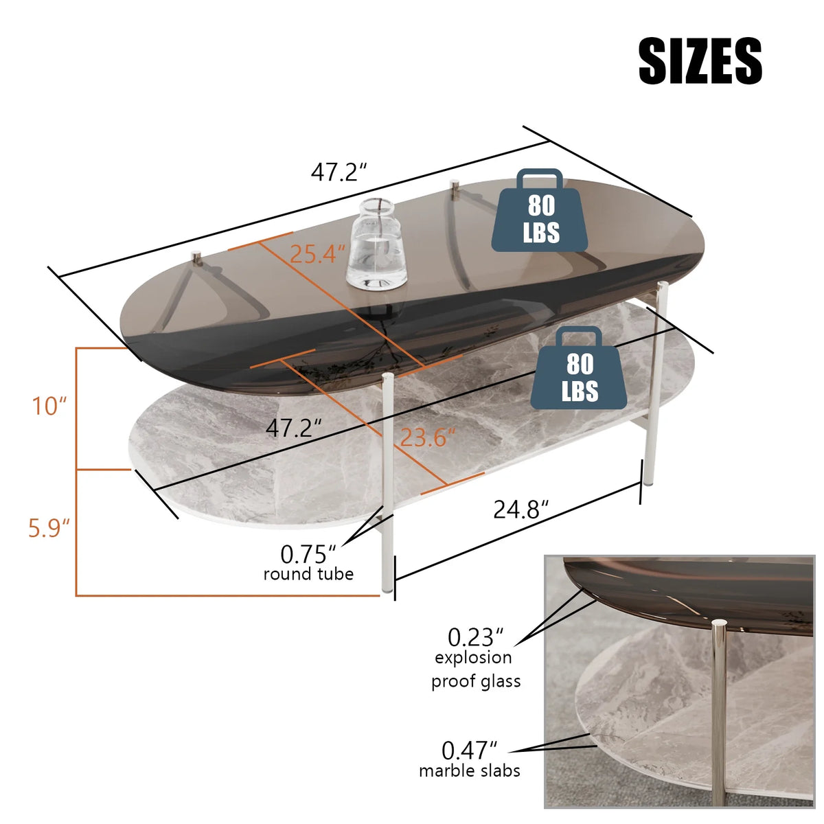 Glass 2-Tier Coffee Table I95473