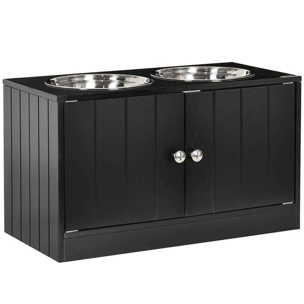 Large Elevated Dog Bowls with Storage Cabinet P528