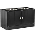 Large Elevated Dog Bowls with Storage Cabinet P528