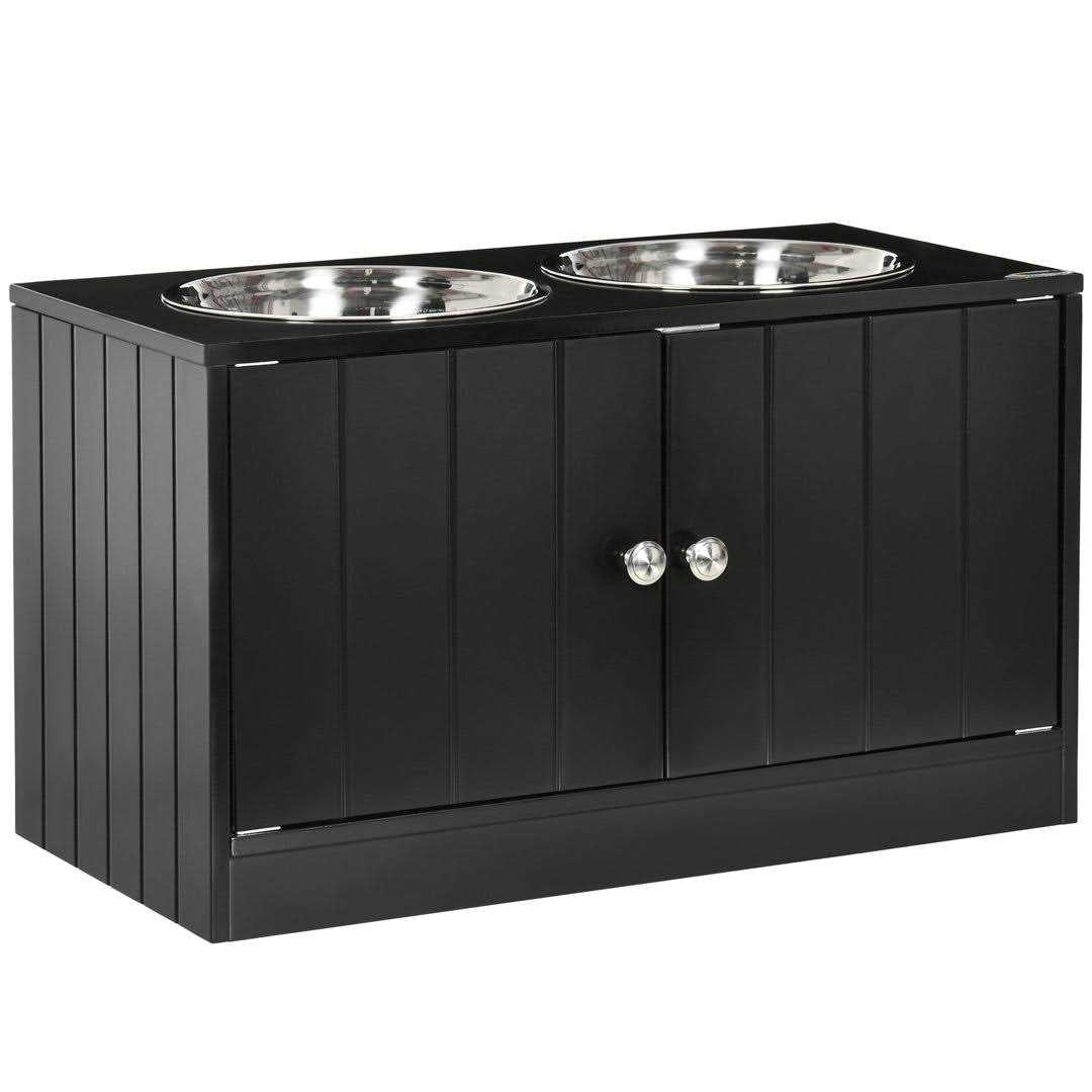 Large Elevated Dog Bowls with Storage Cabinet P528