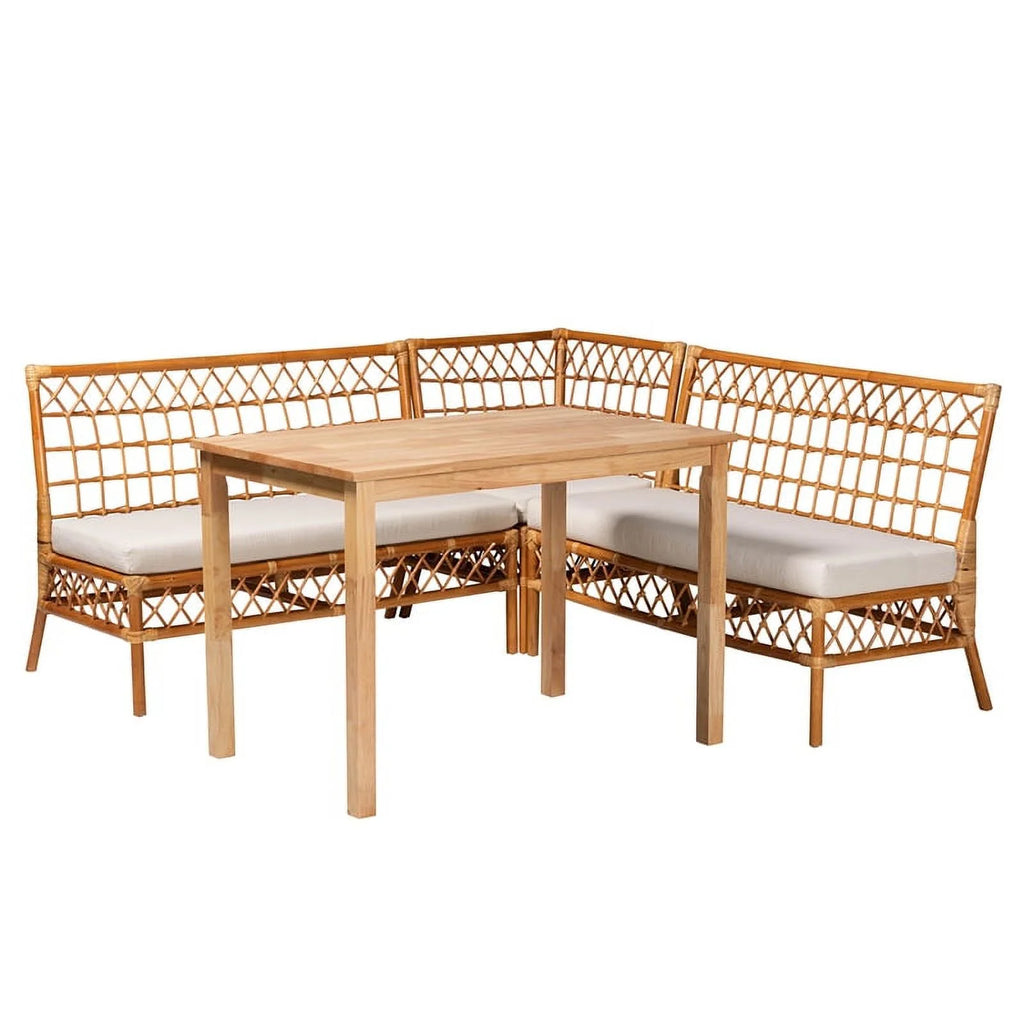 Honey Rattan 4-Piece Dining Nook Set H7777